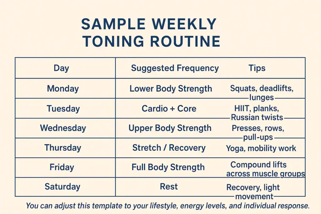Achieving the Perfect Tone: How Often Should You Exercise for Results? 4 Weekly exercise Daventry plan graphic
