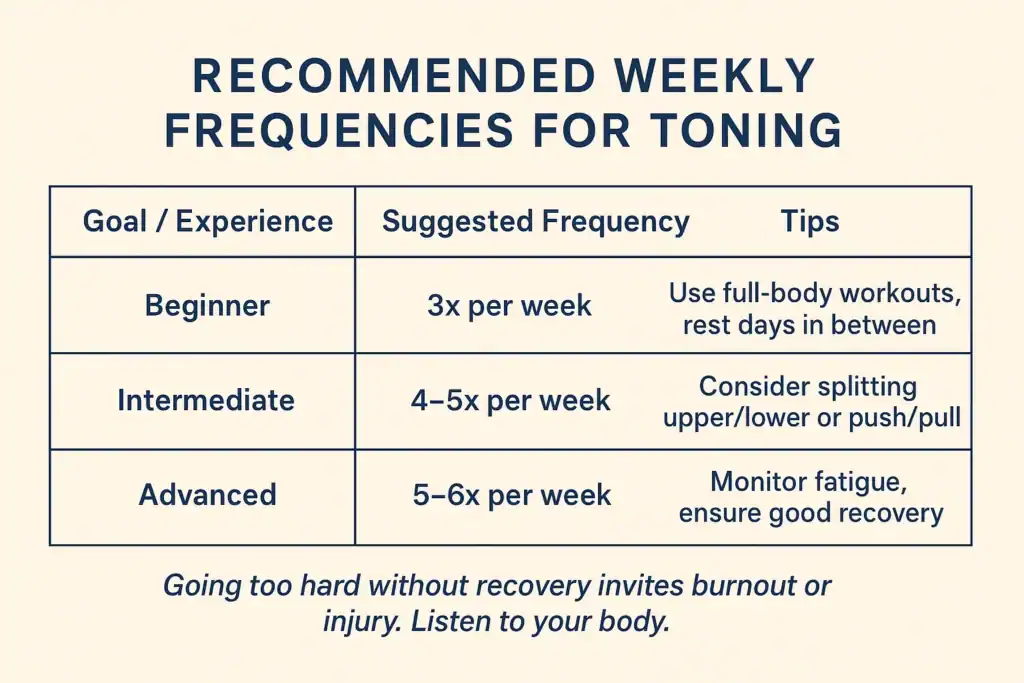 Achieving the Perfect Tone: How Often Should You Exercise for Results? 2 Graphic to show how often you should do exercise to help with toning Daventry