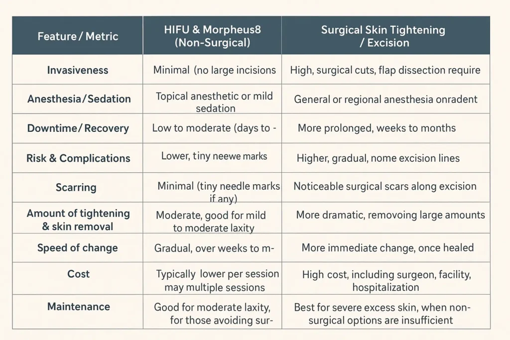 The Science of Skin Tightening 2 Table of skin tightening Daventry benefits compared to surgical options